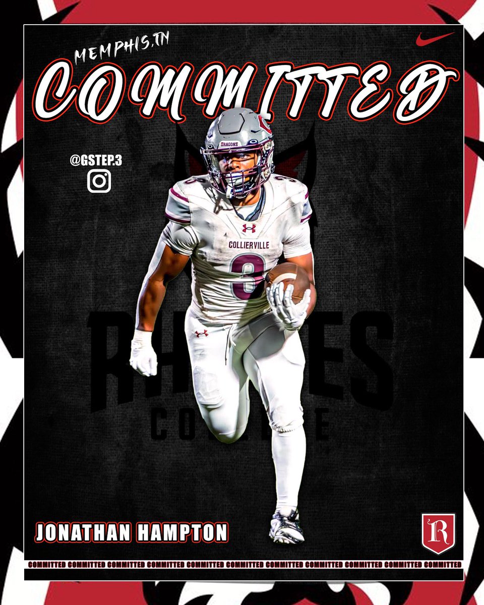 Jonathan Hampton (@jhamp230) on Twitter photo Beyond blessed and grateful to announce my commitment to Rhodes College. I would like to thank God, my family, and coaches for helping me get to where I am today. I’m excited to start this new journey and get to work. <a href="/CHSDragonFB/">CHS Dragon Football</a> <a href="/CoachJoeRocconi/">Coach Joe Rocconi</a> <a href="/coachrichduncan/">Rich Duncan</a> <a href="/RhodesFootball/">Rhodes Football</a> Beyond blessed and grateful to announce my commitment to Rhodes College. I would like to thank God, my family, and coaches for helping me get to where I am today. I’m excited to start this new journey and get to work. <a href="/CHSDragonFB/">CHS Dragon Football</a> <a href="/CoachJoeRocconi/">Coach Joe Rocconi</a> <a href="/coachrichduncan/">Rich Duncan</a> <a href="/RhodesFootball/">Rhodes Football</a>