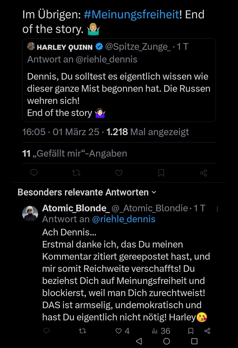 Atomic_Blonde_ (@_atomic_blondie) on Twitter photo ....und weil <a href="/riehle_dennis/">Dennis Riehle</a> so ein lupenreiner Demokrat ist (Die Guten™), hat er mich nun auch mit dem Zweitaccount blockiert!
An ihren Taten sollt Ihr sie messen...
#Meinungsfreiheit!
Im übrigen schimpft man dann auch mal über "Homo Wahlkampf" bei der AfD, wenn man es ist 🫣 ....und weil <a href="/riehle_dennis/">Dennis Riehle</a> so ein lupenreiner Demokrat ist (Die Guten™), hat er mich nun auch mit dem Zweitaccount blockiert!
An ihren Taten sollt Ihr sie messen...
#Meinungsfreiheit!
Im übrigen schimpft man dann auch mal über "Homo Wahlkampf" bei der AfD, wenn man es ist 🫣