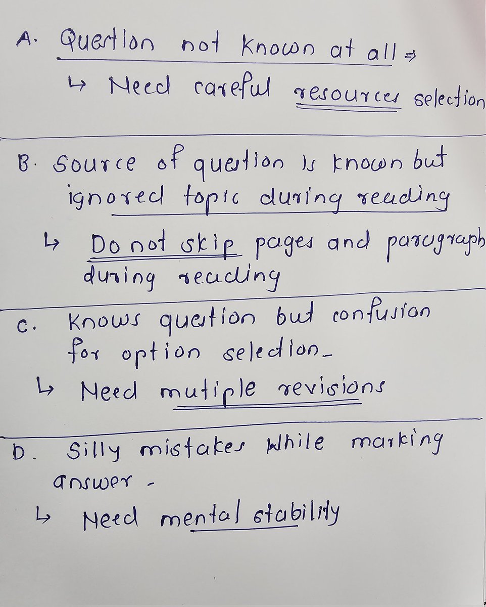 KSushantIRMS's tweet image. Solving and analyzing FULL LENGTH tests for prelims is the only key to score good marks in prelims.

Sharing 4 mistakes and solutions.
( Can be effectively used to analyse test scores)
#UPSC
#upsc #prelim