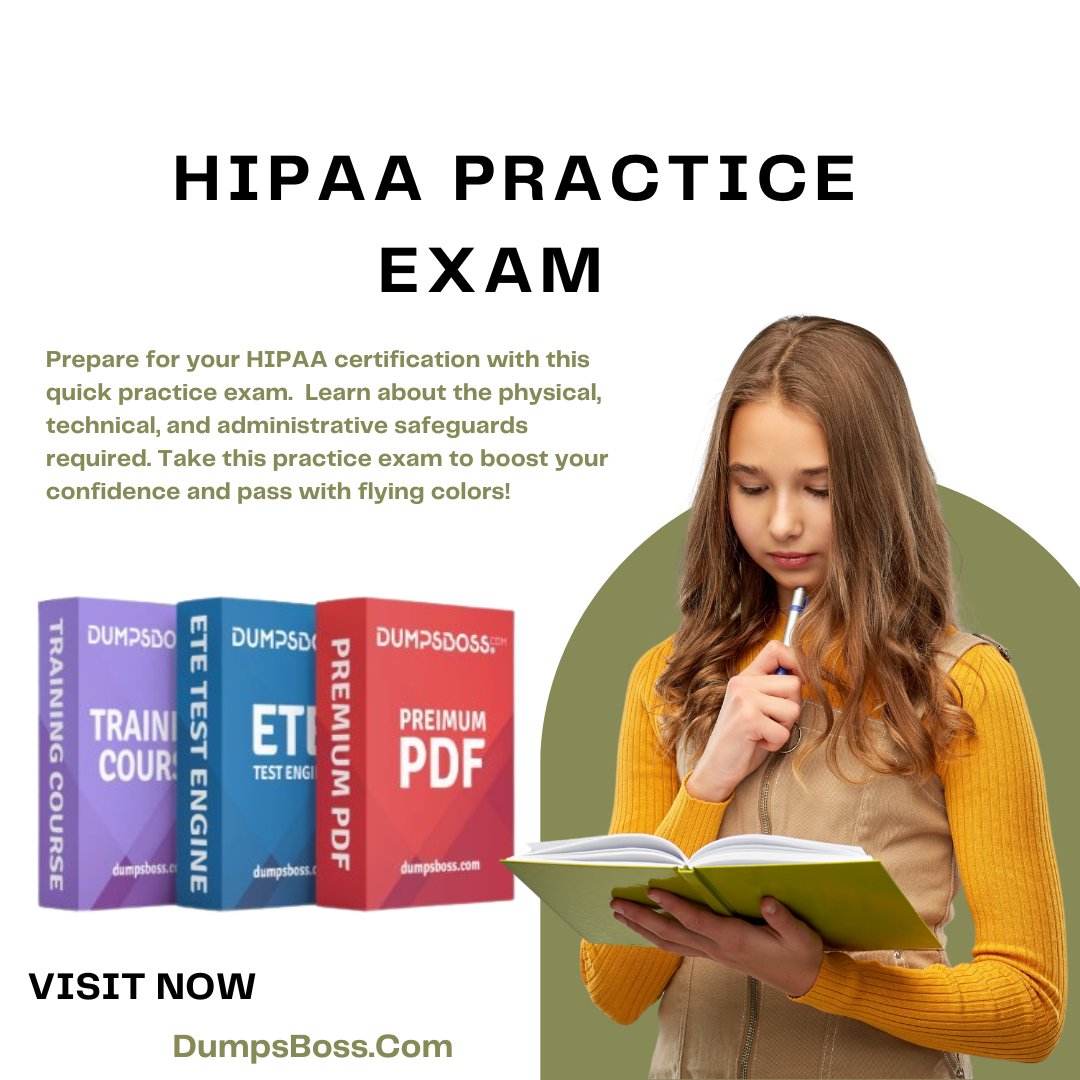 cr5736403's tweet photo. DumpsBoss: Your trusted source for HIPAA practice exams. Prepare with real, up-to-date questions and ace your certification. #HIPAA #HIPAAExam #PracticeExam #HIPAACertification #HealthIT #HIPAACompliance #HIPAATraining #DumpsBoss #ExamPrep #CertificationExam https://t.co/g5gERTDG6N