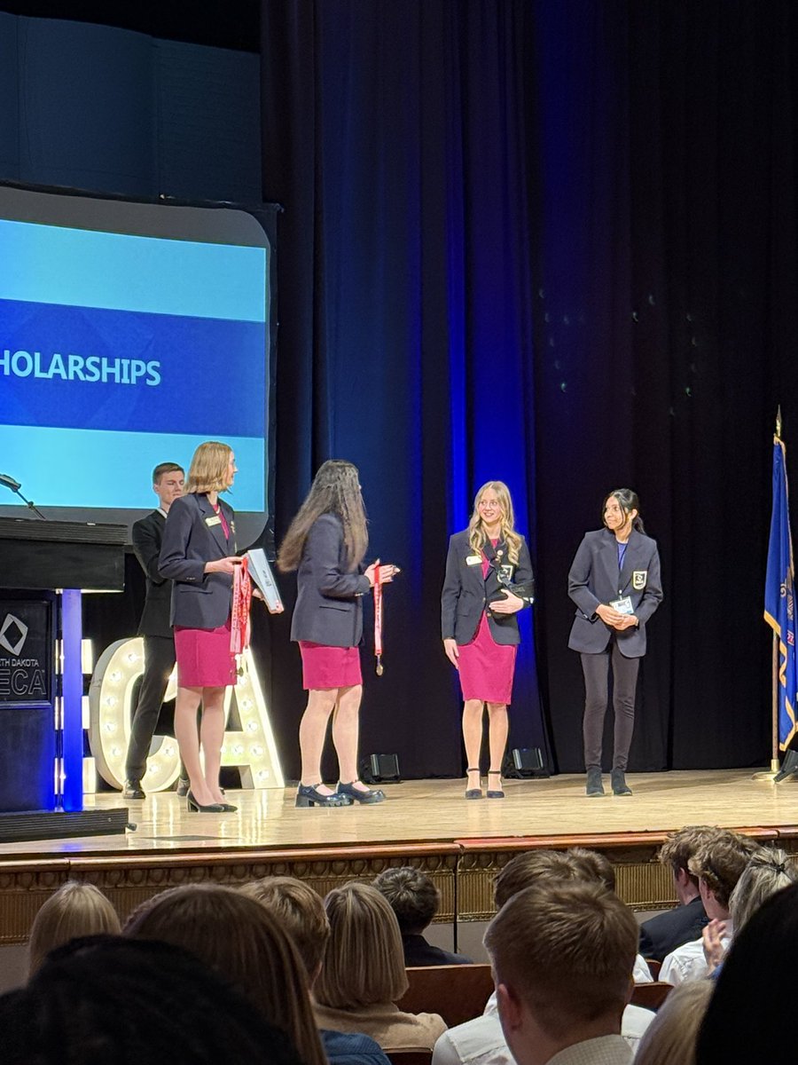 STATE DECA DAY 1
we had a few individuals that’s were recognized on stage at General Session 2

Outstanding New Member Award went to Elle
Outstanding Senior Award went to Addy Lommen
Naomi Rahman also received a Scholarship
#nddeca25 #saddleup <a href="/nddeca/">North Dakota DECA</a> <a href="/decainc/">DECA Inc.</a> @redriveractivities