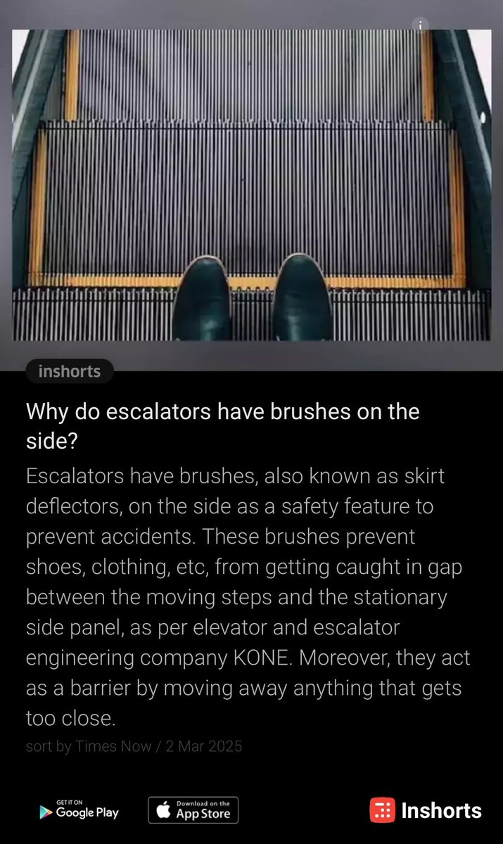 They are NOT free shoe-cleaners?!!??!

Why do escalators have brushes on the side?
shrts.in/PBAVq
 -via inshorts