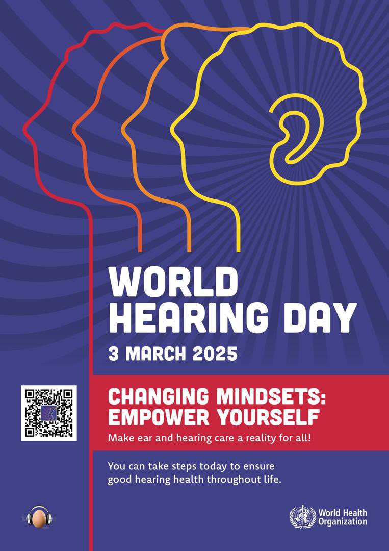 📢Today is World Hearing Day 2025

Hearing loss affects 40M+ people in Africa, yet 60% of childhood cases are preventable! 

Read the full message from our Acting <a href="/WHOAFRO/">WHO African Region</a> Regional Director, Dr <a href="/Chikwe_I/">Chikwe Ihekweazu</a> here: 

afro.who.int/regional-direc…

#HearingCare #WorldHearingDay