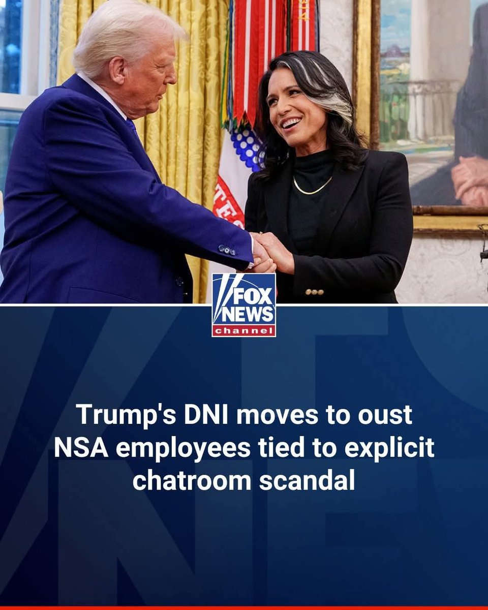 JetPap's tweet image. NEW SHERIFF IN TOWN: 

@DNI @TulsiGabbard is terminating and revoking the security clearances of more than 100 employees who participated in obscene and explicit chatrooms on the NSA's messaging platform, calling it an "egregious violation of trust." trib.al/rhQwGAX