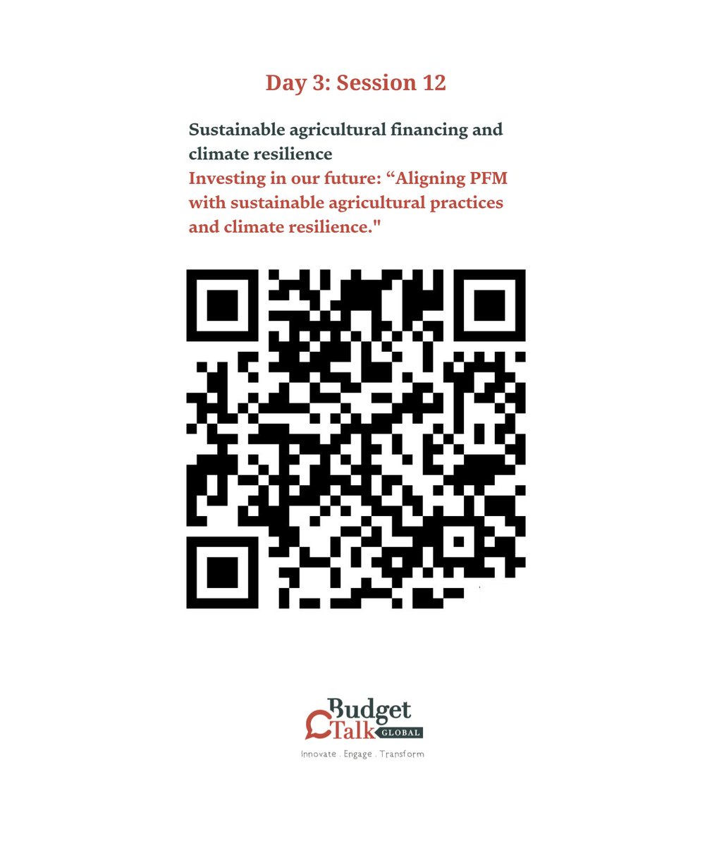 BudgeTalkGlobal's tweet image. 🌱 Don&apos;t miss this critical conversation at the #PFMVillage! 

We&apos;re diving deep into how public finance can drive #sustainableAgriculture &amp;amp; #climateresilience in Kenya🇰🇪! 

🌍This is our chance to explore impactful strategies that ensure food security while safeguarding our…