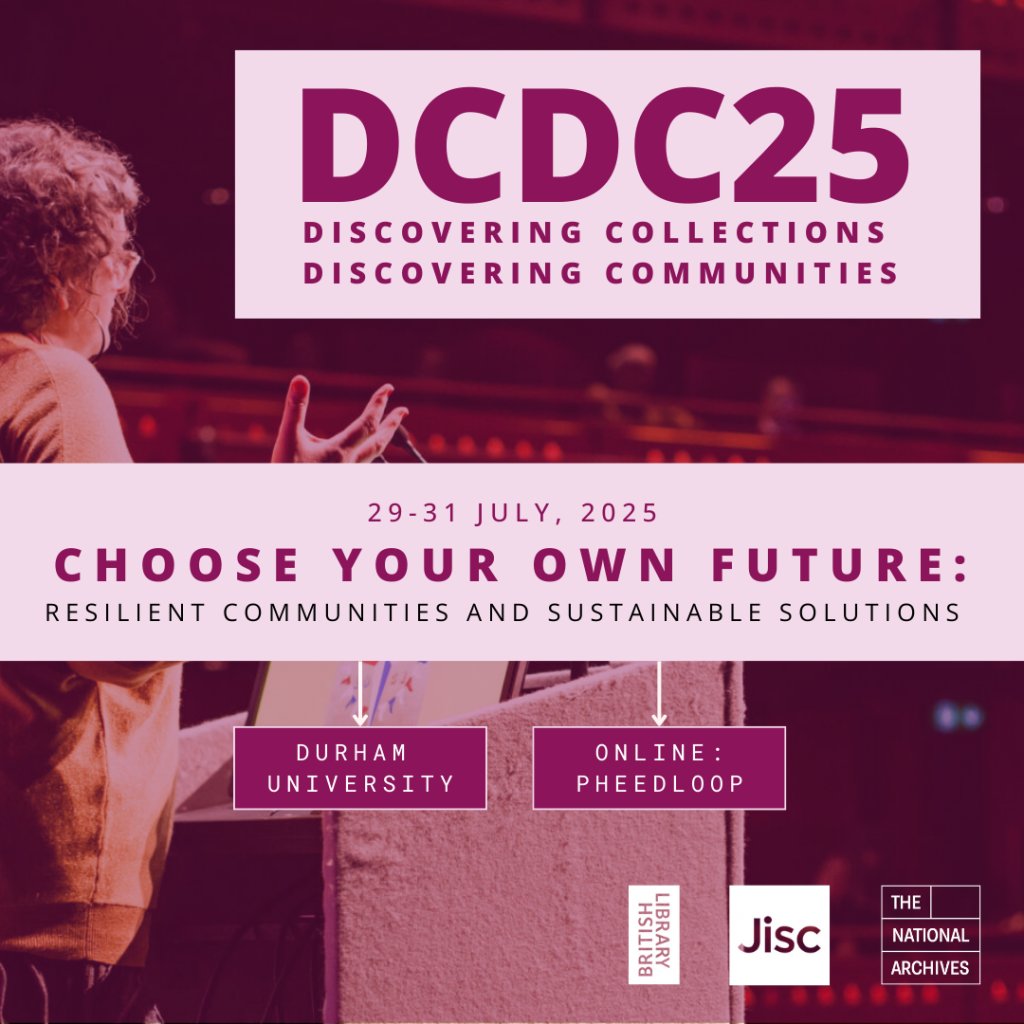 British Library (@britishlibrary) on Twitter photo Our Discovering Communities, Discovering Collections 2025 conference is back this 29 – 31 July, covering the gallery, library, archive and museum sectors.
Book now: DCDC25.eventbrite.co.uk
Delivered in partnership with the <a href="/UkNatArchives/">The National Archives</a>, the British Library and Jisc. Our Discovering Communities, Discovering Collections 2025 conference is back this 29 – 31 July, covering the gallery, library, archive and museum sectors.
Book now: DCDC25.eventbrite.co.uk
Delivered in partnership with the <a href="/UkNatArchives/">The National Archives</a>, the British Library and Jisc.