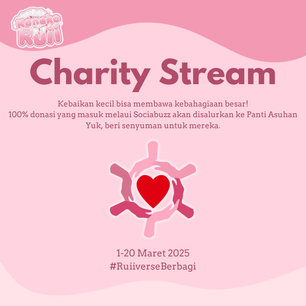 KanekoRuii's tweet image. ⋅˚₊‧ ୨୧ Charity Stream ୨୧ ‧₊˚ ⋅

Alo gais (˶˃ ᵕ ˂˶)
Mumpung bulan Ramadhan, Uii mau ajak semuanya buat berbagi (⁠｡⁠•̀⁠ᴗ⁠-⁠)⁠✧
Kebaikan sekecil apapun akan sangat berarti (´･ᴗ･`)𖹭

🗓 1-20 Maret 2025

#VTuberID #CharityStream #KanekoRuii #RuiiverseBerbagi