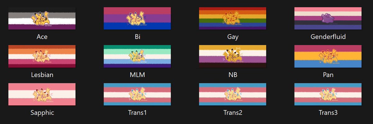 starsleeps's tweet photo. fullsize headers of all of my pokemon pride flags can be found here: https://t.co/wU0lmVfmdH 🤍

which flag should I add next? https://t.co/hfCWwzKEar