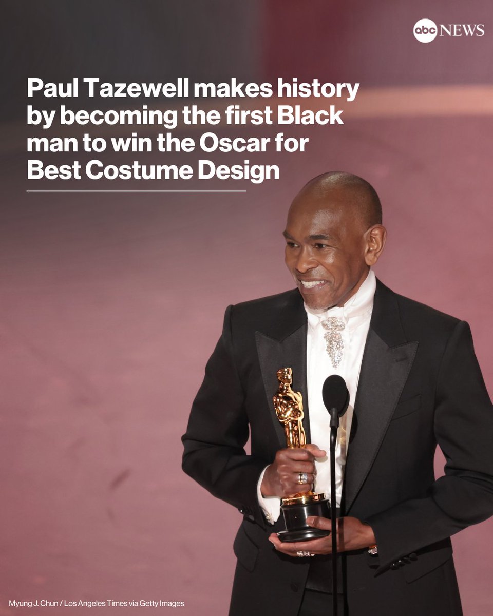 Paul Tazewell won the Oscar for best costume design for "Wicked."

Read more: abcnews.link/Ge7gLHk