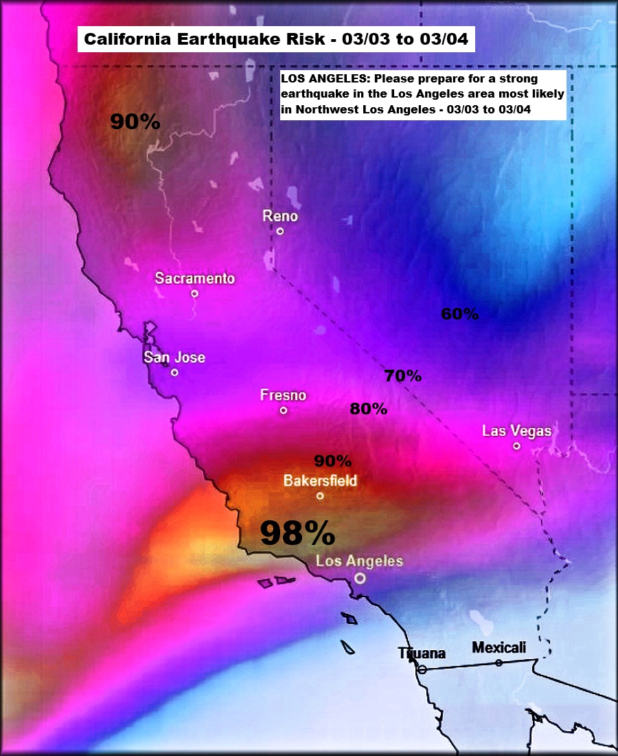 Quakeprediction's tweet image. 🚨 LOS ANGELES: Be prepared for a strong earthquake (possibly major) in the LA area, most likely in Northwest Los Angeles. Stay alert, have emergency supplies ready, and follow official updates. #Earthquake #LA #StaySafe