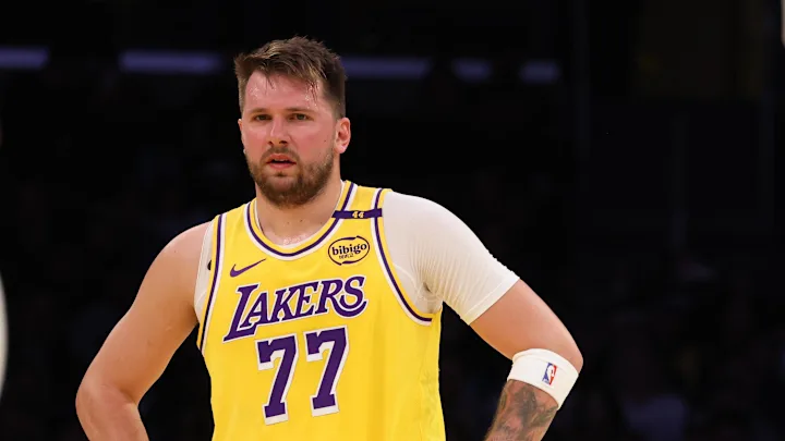 NBAMemes's tweet photo. Since trading Luka:  

AD hurt 
Lakers become 3 seed  
Lakers are half a game behind 2 seed 
Mavs in the Play-In 
Quentin Grimes drops 44 pts
Caleb Martin hasn't played for Dallas   

A Disaster Class by Nico Harrison 😭 https://t.co/AEmixkJGfF