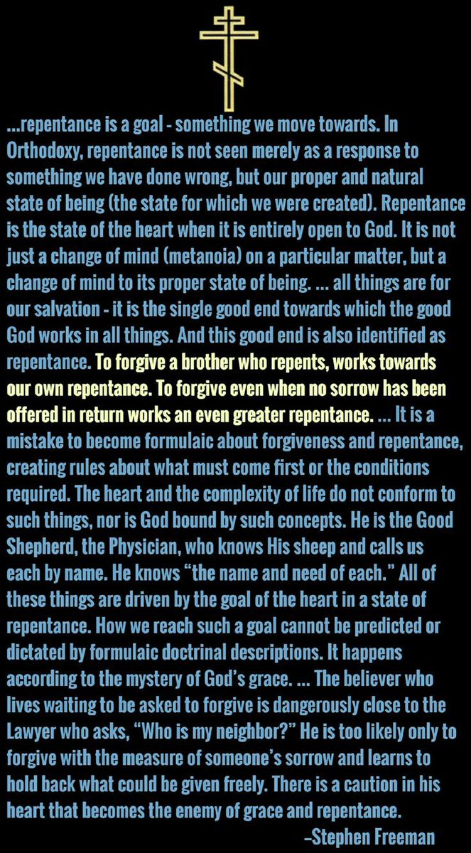 pretentiouscox's tweet image. "To forgive a brother who repents, works towards our own repentance. To forgive even when no sorrow has been offered in return works an even greater repentance."
——@g2g4allthings