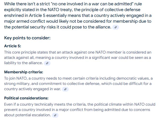 Dastardly Jules (@levi20802) on Twitter photo <a href="/LeadingReport/">Leading Report</a> While there is no strict rule that a country currently at war can't be admitted to NATO, there is a good argument against letting them in. If Ukraine gets admitted, the US needs to withdraw immediately. This is NOT our war. <a href="/LeadingReport/">Leading Report</a> While there is no strict rule that a country currently at war can't be admitted to NATO, there is a good argument against letting them in. If Ukraine gets admitted, the US needs to withdraw immediately. This is NOT our war.