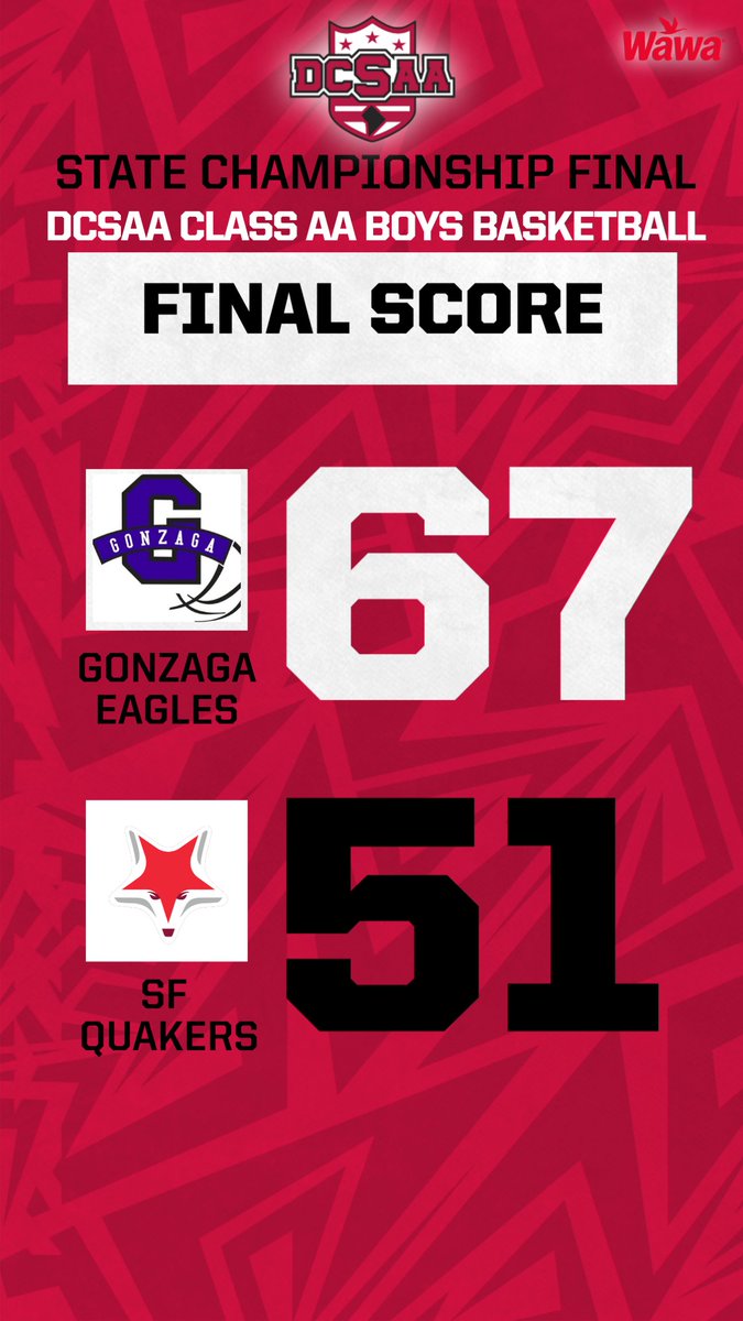 DCSAASports's tweet image. Final score. Gonzaga 67 - Sidwell Friends 51.   #DCSAA #ClassAA #dcsaastatechampionship #basketball #dcbasketball #boysbasketball
