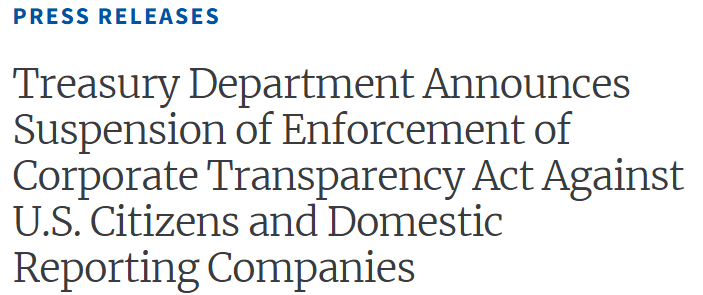 money_cruncher's tweet photo. 🚨BREAKING: The Treasury Department just announced it will not enforce penalties or fines for non-compliance with the BOI. 

Additionally, it plans to propose a rule that will limit the scope of the reporting requirements to foreign companies ONLY.

Finally. Game's over. https://t.co/dCRZ82OdFN