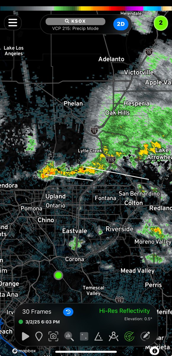OC_Scanner's tweet photo. BREAKING
#LAWx A thunderstorm is impacting the area near the #BridgeFire Burn Scar. Multiple lightning strikes have been reported
Storm is moving eastwards towards Ontario. Much of the High Desert also has rains https://t.co/BnOG7Wn5kA