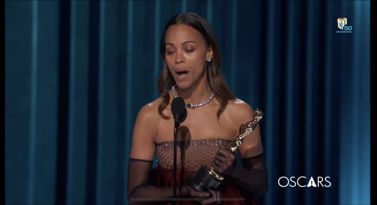 Zoe Saldaña gana su primer #Oscars2025 #Oscars primera actriz de origen dominicano #zoesaldaña #zoe #saldaña