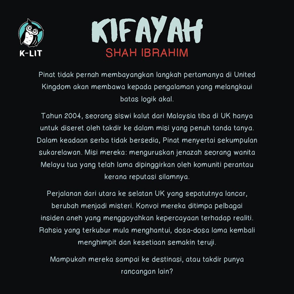 Shah1brah1m's tweet image. Sinopsis novel Kifayah.

Dapatkan di @karangkrafmall sekarang...
#kifayah #shahibrahim #klit #novelkarangkraf #seram #mayat #misteri