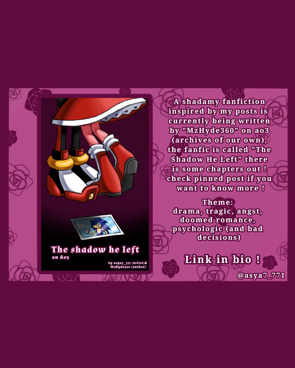 assiaallam58548's tweet photo. Chapter 6 of “The Shadow He Left” got released! Link in bio! 
#sonic #SonicTheHedgehog #amyrose https://t.co/FWNzYO7Kxt