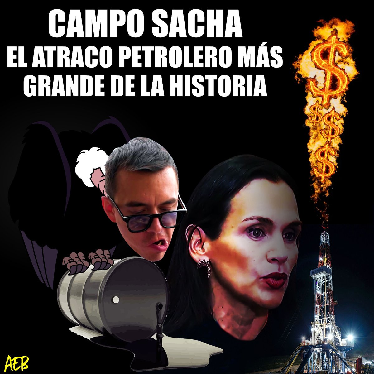 Se roban $1.500 millones anuales de nuestro petróleo y le entregan al país apenas $420 millones anuales por 20 años de saqueo. Tenemos de presidente a un vulgar delincuente y no entiendo como Dios ha permitido que un ser tan repugnante manchara la Tierra. #CarnavalazoDeNoboa