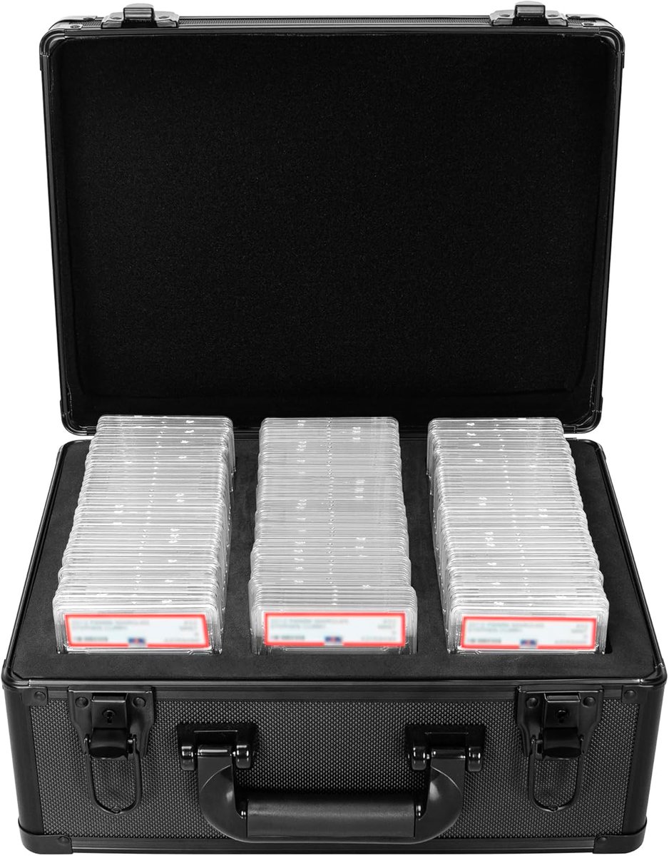 PokemonDealsTCG's tweet photo. Graded Card & Top Loader Carrying Cases on Amazon! (Multiple Options)

Up to 95 Graded Cards $48.99 (Clip Coupon)
https://t.co/Wxzw4xOZLL
Up to 400 Top Loaders / Up to 80 Magnetic Cases $49.99
https://t.co/5RwxTGC1vH
Up to 60 Graded Cards, 1200+ Playing Cards $39.99
https://t.co/f7dqw72WC6
Up to 100 Graded Cards $49.99
https://t.co/YH4tSD8TRu
Up to 108 PSA Slabs $47.99
https://t.co/Y5URvtfHxi

#Pokemon #PokemonTCG #AD