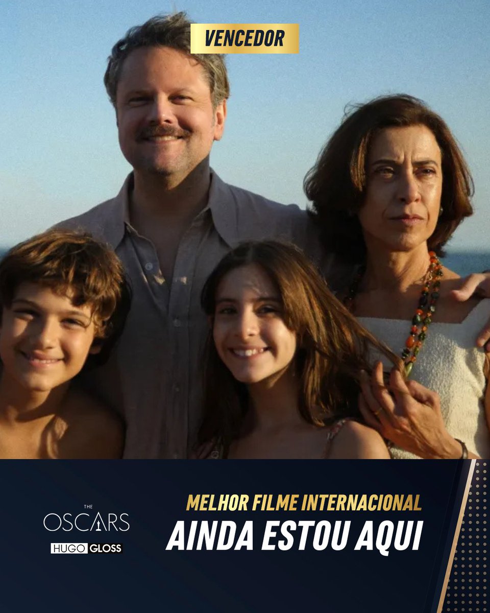 🏆 É DO BRASIL! "AINDA ESTOU AQUI" é o vencedor do #Oscar2025 na categoria "Melhor Filme Internacional". 🇧🇷
