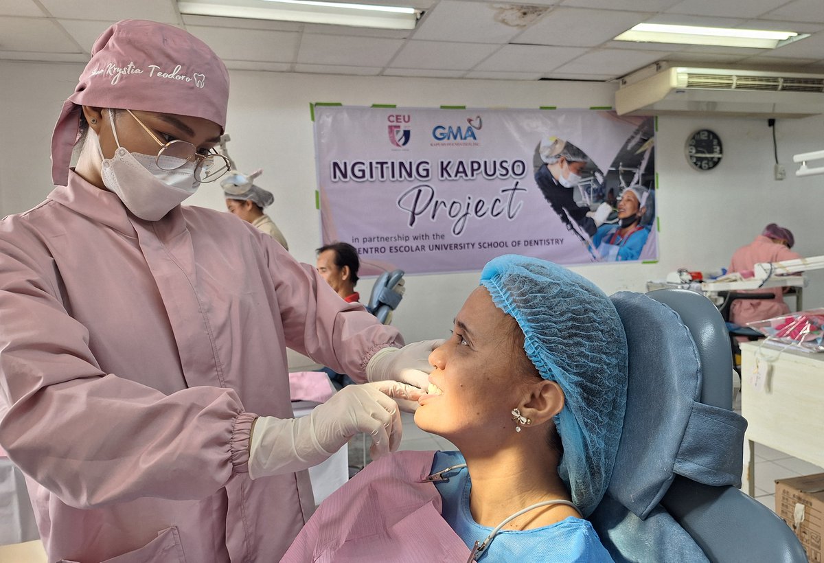 gmakf's tweet photo. Mahigit 100 Kapuso ang nahandugan ng libreng pustiso sa "Ngiting Kapuso" project 2025 ng GMA Kapuso Foundation. https://t.co/g0mKigydH8