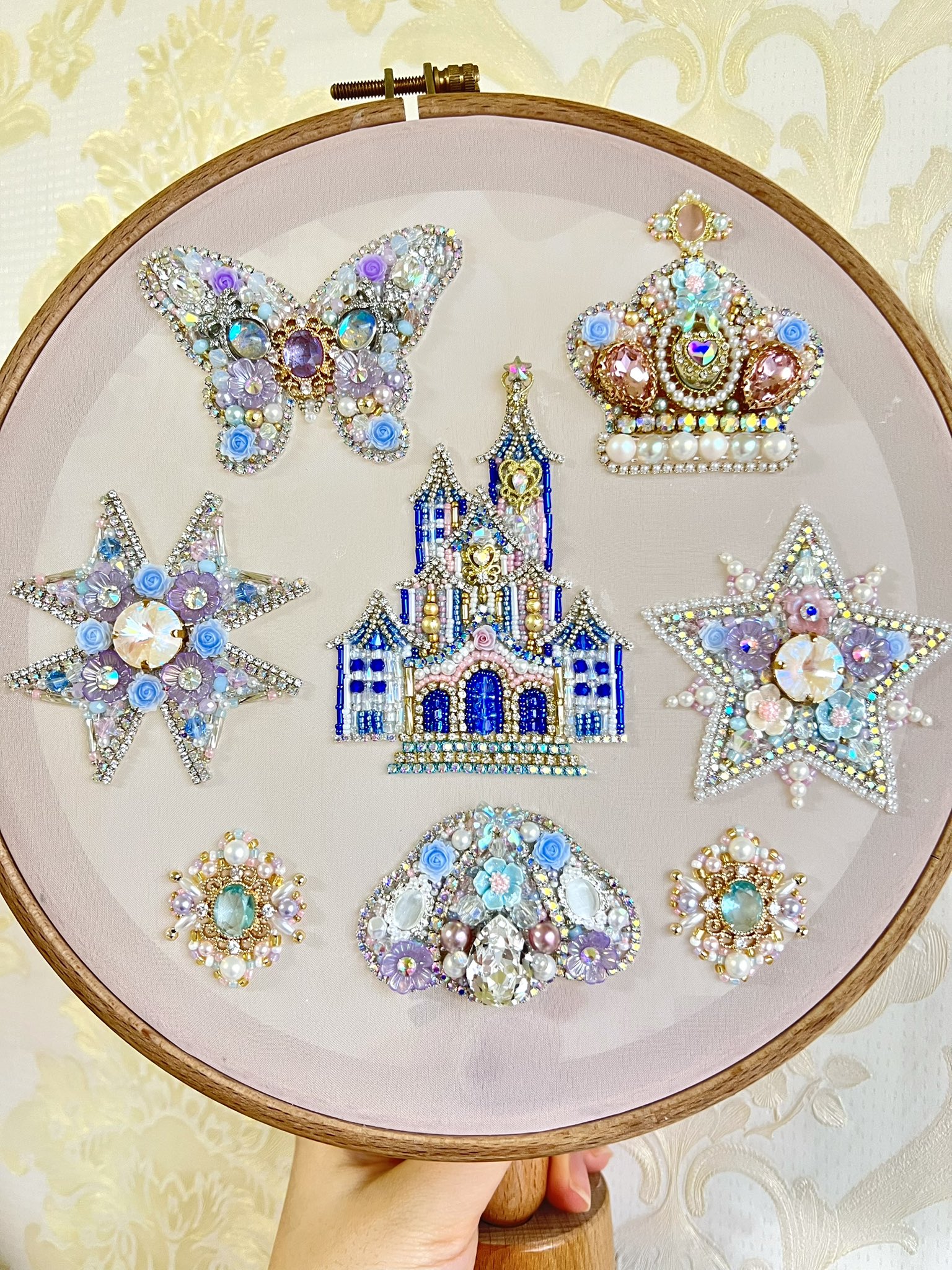 piari様ネックレス色紙ハンドメイドビーズ刺繍