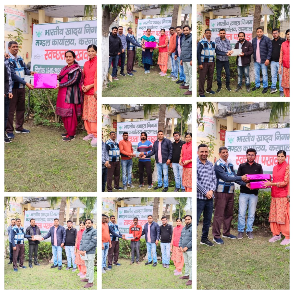 भारतीय खाद्य निगम ,मण्डल कार्यालय,करनाल मे स्वच्छता पखवाड़ा(16Feb 2025-28Feb 2025) के तहत विजेताओ को पुरस्कार वितरण किया गया तथा उपहारो के साथ सफाई कर्मियों का सम्मान किया गया|