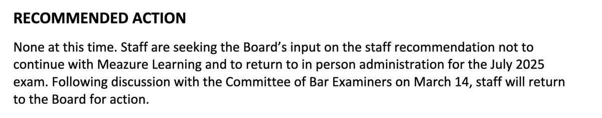Might be back to in person exams for California in July. Will be discussed and decided at an upcoming meeting.
