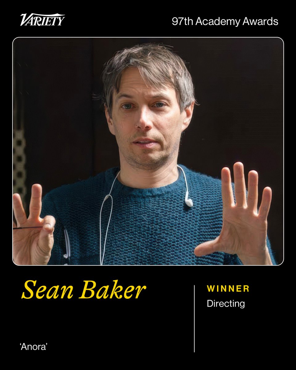 Sean Baker ("Anora") wins the #Oscar for Best Directing. bit.ly/3QIMfp6