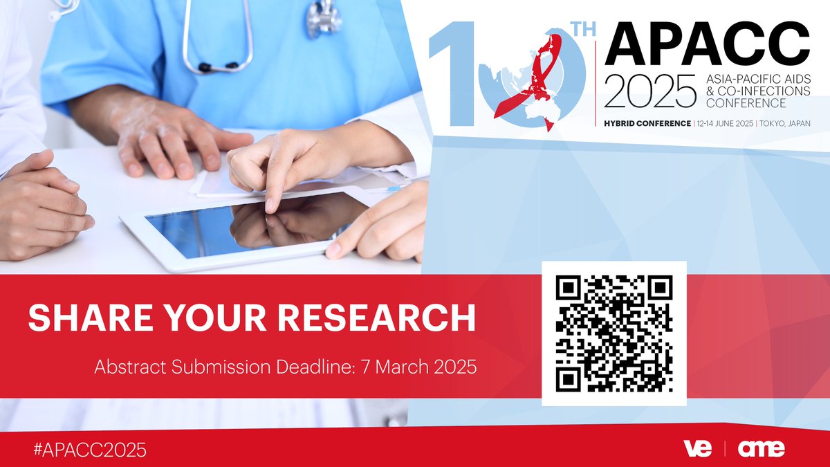 SHIP (@ship_ph) on Twitter photo Call for Abstracts! It's the <a href="/Academic_MedEdu/">Academic Medical Education</a>'s Asia-Pacific AIDS & Co-Infections Conference 2025! amededu.co/3A40Cj5
📍 Deadline is 7 March, 23:59 JST!
✒️ Submit your abstract here: amededu.co/3A40Cj5, and find the details to #APACC2025 here: amededu.co/3znktJE! Call for Abstracts! It's the <a href="/Academic_MedEdu/">Academic Medical Education</a>'s Asia-Pacific AIDS & Co-Infections Conference 2025! amededu.co/3A40Cj5
📍 Deadline is 7 March, 23:59 JST!
✒️ Submit your abstract here: amededu.co/3A40Cj5, and find the details to #APACC2025 here: amededu.co/3znktJE!