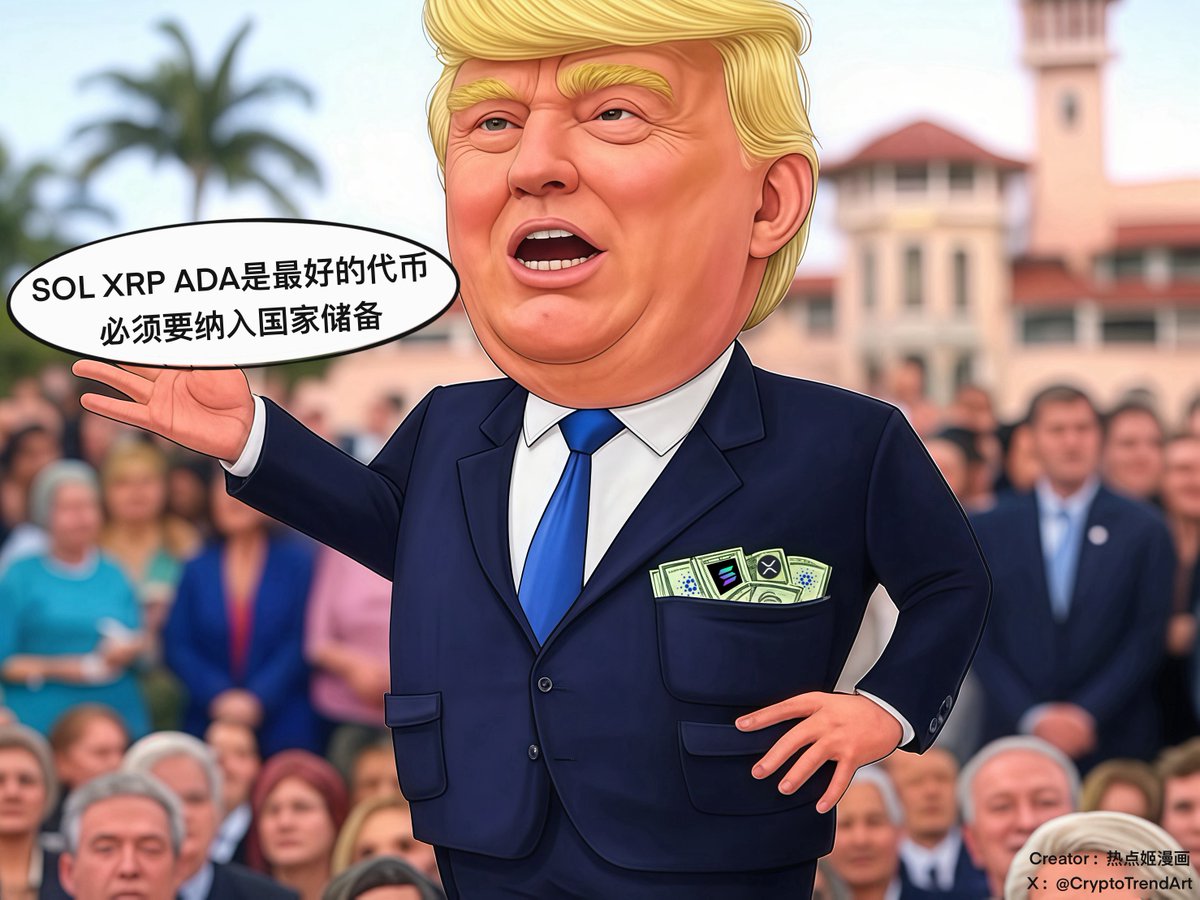 没有人比特朗普更懂 #SOL  #XPR  #ADA 

特朗普发文表示要把这三个代币纳入国家储备，于是代币应声暴涨。

SOL、XRP、ADA对特朗普的赞助，终于换来了总统的广告位，这个世界好疯狂，有钱的项目总统都能帮着喊单。🤣