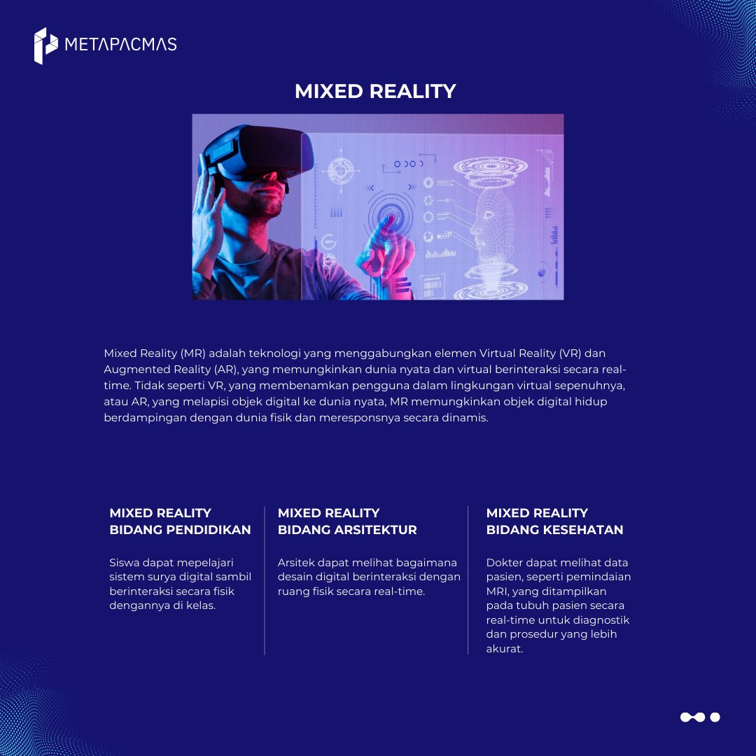 MetaPacmas's tweet photo. Masuki dunia di mana realitas bertemu imajinasi 🌐✨. Menjelajahi dimensi baru dengan Mixed Reality.

Step into a world where reality meets imagination 🌐✨. Exploring new dimensions with Mixed Reality. https://t.co/BGIDM262bg
