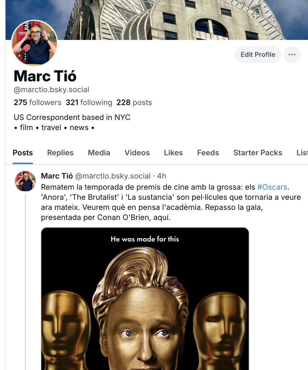 He seguit els #Oscars i n'he fet un minut a minut amb anècdotes que no veuràs enlloc més. El trobaràs a 🦋: bsky.app/profile/marcti…
