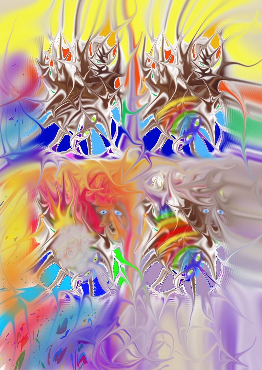Rainbow eater bug #abstractpainting #artbrut #artistsontwitter #digitalart #DigitalArtist