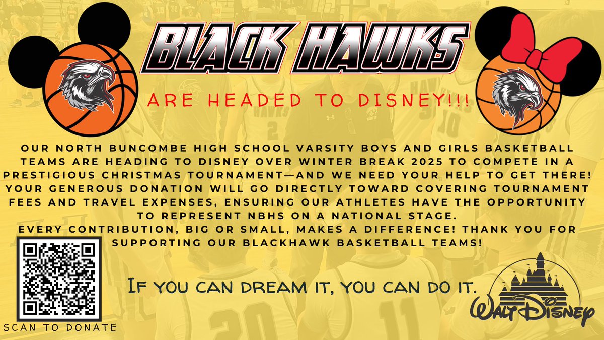 Exciting news for our Black Hawks and Lady Hawks!!! They have all worked so hard, now we need your help! Scan the QR code to donate. Thank you from the Hawks!
