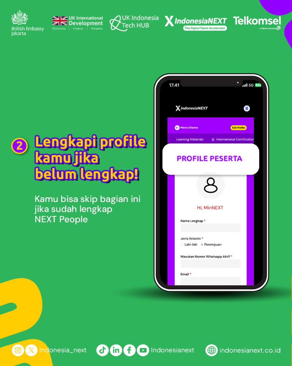 indonesia_next's tweet photo. 🔗https://t.co/yaEo1YGRfg 

Semangat terus, NEXT People! See you di tahap selanjutnya! 🚀🙌🏻

*Buat kamu yang sudah melengkapi profil, jangan lupa untuk segera selesaikan Learning Materialsnya ya NEXT People https://t.co/ggswOb6f9T