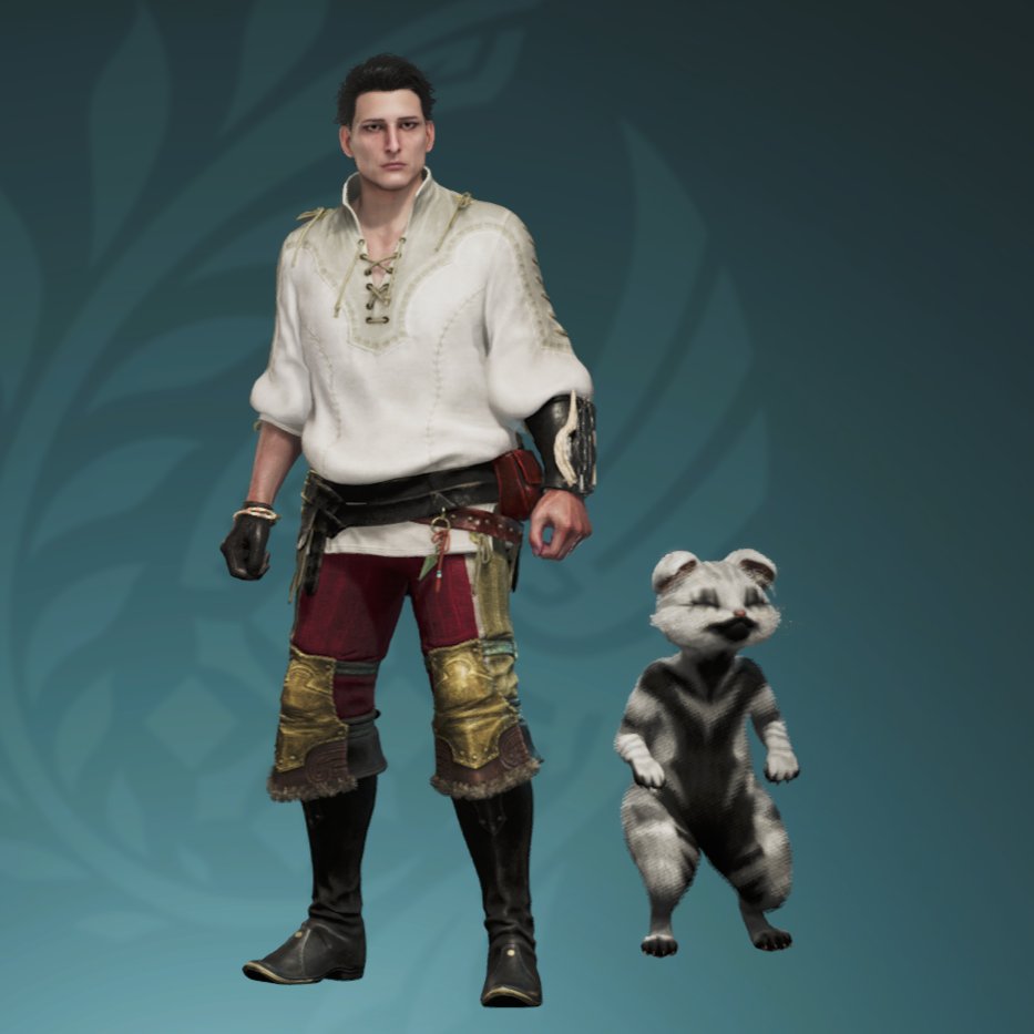 lokittlesart's tweet image. my attempt at higuruma hiromi (+ judgecat) in MH Wilds