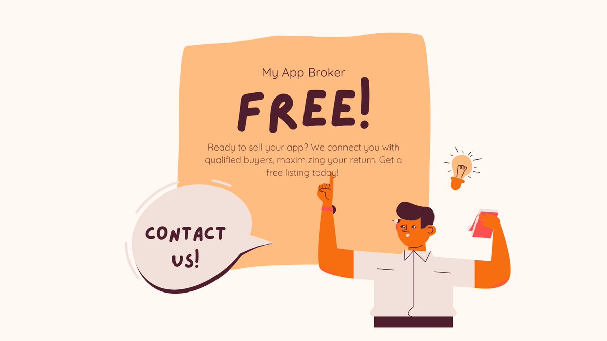 myappbroker's tweet image. Ready to sell your app? We connect you with qualified buyers, maximizing your return. Get free listing today!  #appforsale #appbroker #mobileapps #acquisition