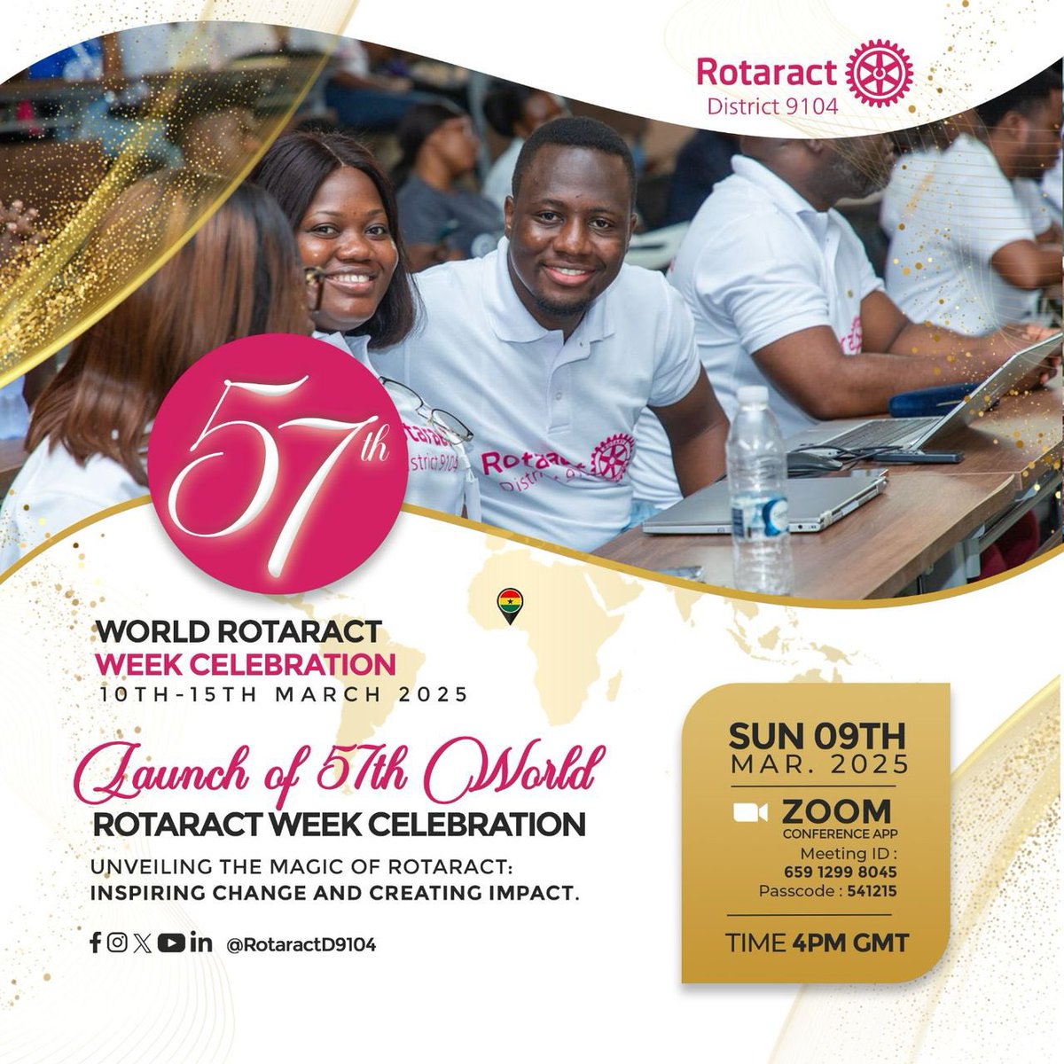 57 years of action &amp; impact! 🌍✨

Join our global celebration of the 57th World Rotaract Week (March 10-15, 2025) as we showcase the real impact we've made worldwide. This is #YourMagicalRotaXperience! #RotaractD9104 #57thRotaractWeek