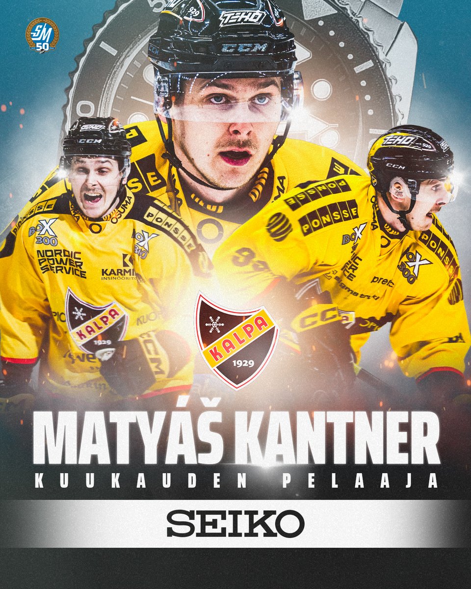 Liiga ja Seiko ovat valinneet helmikuun parhaaksi pelaajaksi KalPan hyökkääjän Matyáš Kantnerin! 🏆

➡️ Lue lisää: liiga.fi/fi/uutiset/179…

#Liiga #KalPa
