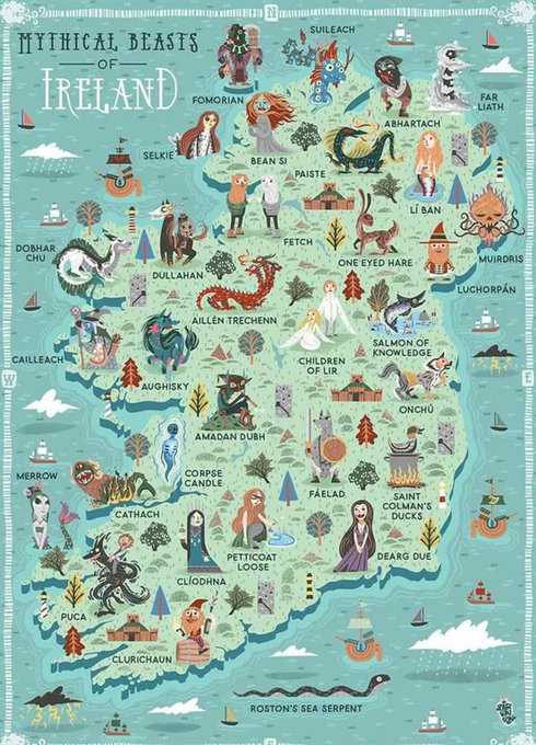 A map of mytical beasts in Ireland