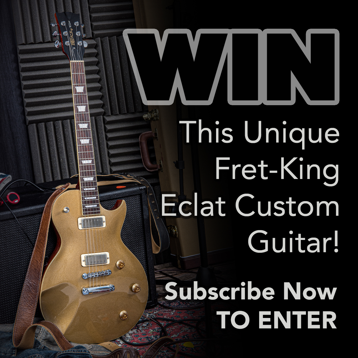 🚨 WIN this unique Gold Top Eclat Custom electric guitar on the all new Fret-King® website! fret-king.com

Simply subscribe to the website now! The winner will be drawn on 1st April.

Also receive 15% off your first order.