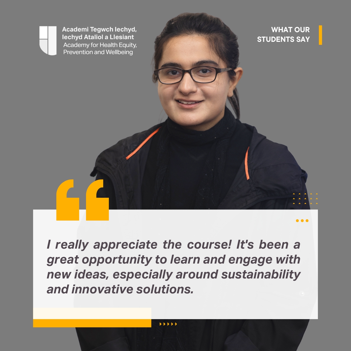 What our students say...

To view our postgraduate course opportunities visit bangor.ac.uk/ahepw
