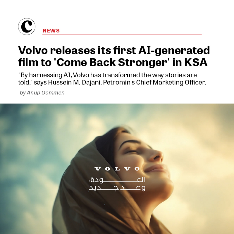 Campaign Middle East (@campaignme) on Twitter photo <a href="/volvocars/">Volvo Cars</a> has launched its first AI-generated brand film worldwide, and the first of its kind in Saudi Arabia, as part of its Come Back Stronger campaign.
Link to the full story: campaignme.com/volvo-releases…
@electrominvolvo <a href="/volvocars/">Volvo Cars</a> has launched its first AI-generated brand film worldwide, and the first of its kind in Saudi Arabia, as part of its Come Back Stronger campaign.
Link to the full story: campaignme.com/volvo-releases…
@electrominvolvo