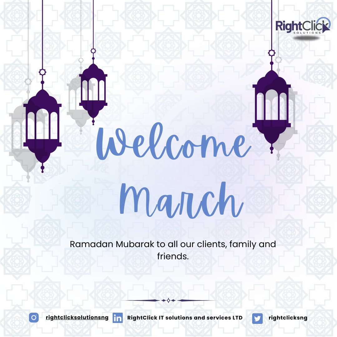 Ramadan Mubarak! May this sacred month bring peace, reflection, and endless blessings.

To all observing, may your fasts be fulfilling, your prayers answered, and your hearts filled with gratitude. 

#RamadanKareem 
#FaithAndCommunity 
#RightClickIT