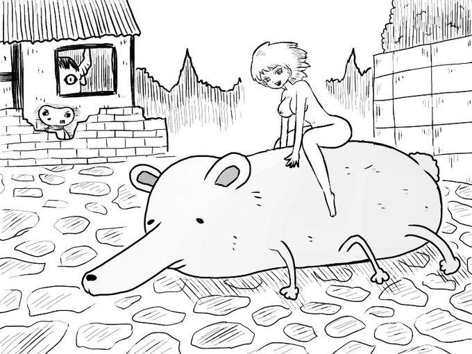 最近あまり落書きしてないからモノクロだけど描いてみた🐀
#落書き #お絵描き #イラスト 