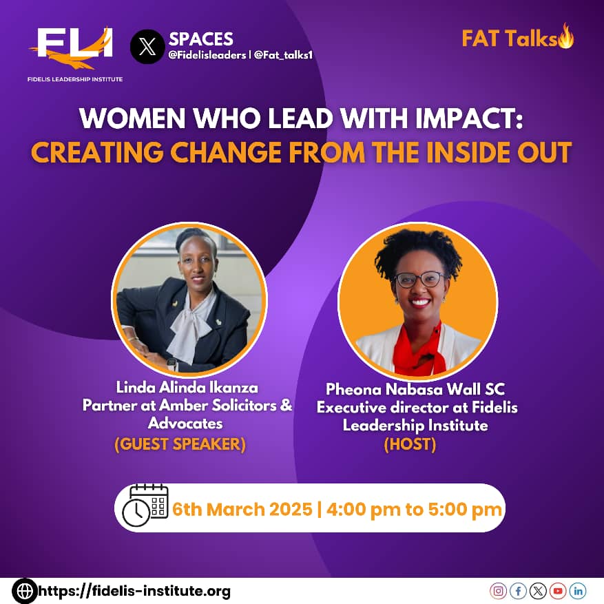 FidelisLeaders's tweet image. As Women’s Day approaches, it’s the perfect time to celebrate the power of women in leadership and the unstoppable change they create! 

This Thursday, 6th March 2025, from 4 PM to 5 PM, #FATTalks XSPACE brings you a powerful conversation with @bihoogo  , on leading from within,…