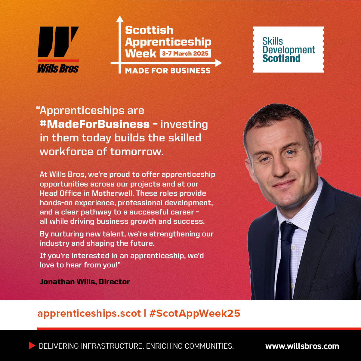 Wills Bros Group (@wills_bros) on Twitter photo Throughout this week we will be celebrating the amazing journey of our apprentices and sharing their stories. You can also catch up with us on Thursday morning at <a href="/SLCek/">South Lanarkshire College</a> where we will be attending the <a href="/DYWLED/">DYW Lanarkshire & East Dunbartonshire</a> Step into future jobs event as part of the week's celebration. Throughout this week we will be celebrating the amazing journey of our apprentices and sharing their stories. You can also catch up with us on Thursday morning at <a href="/SLCek/">South Lanarkshire College</a> where we will be attending the <a href="/DYWLED/">DYW Lanarkshire & East Dunbartonshire</a> Step into future jobs event as part of the week's celebration.